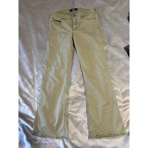 Hollister Mid-Rise Bootcut Pants Olive Green Khaki Classic Stretch 10R W30R